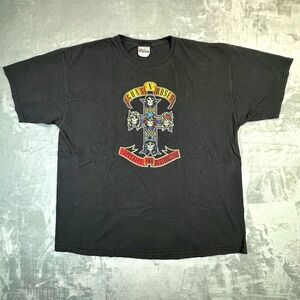 Hanes T-Shirt Mens 2XL Black Guns N Roses Appetite For Destruction Vintage Band